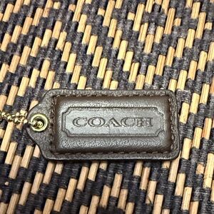 Vintage Y2K Coach Dark Brown Leather Hangtag  with brass ball chain